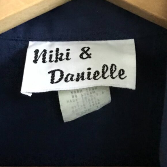 Niki & Danielle 70s Oversized Tunic: Navy Blouse, Appliqued Gold Stars, Size 12 - Picture 4 of 9
